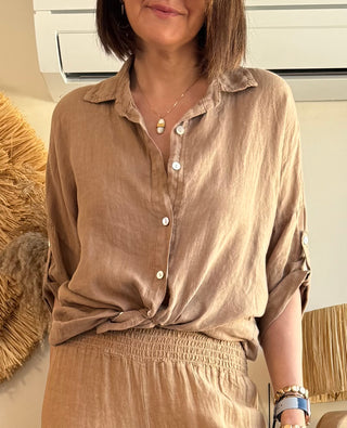 Camisa Lino Camel