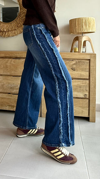 Jeans Wide Leg Frayed Low Rise