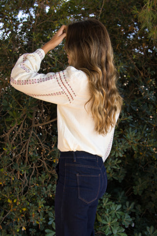Blusa Boho Bordada Algodón