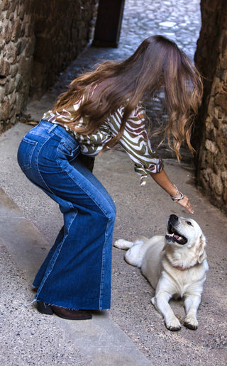 Jean wide leg desflecado