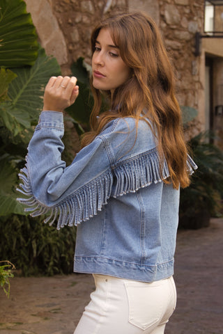 Chaqueta Denim Flecos Boho