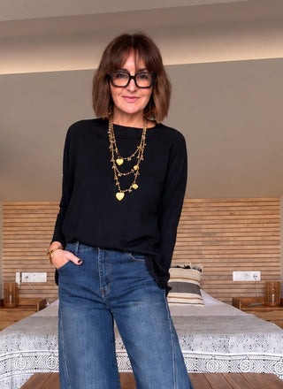 Jersey de punto fino oversize Negro
