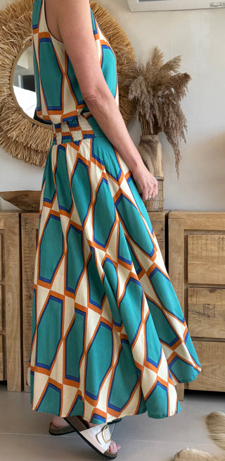 Falda geometrica azul