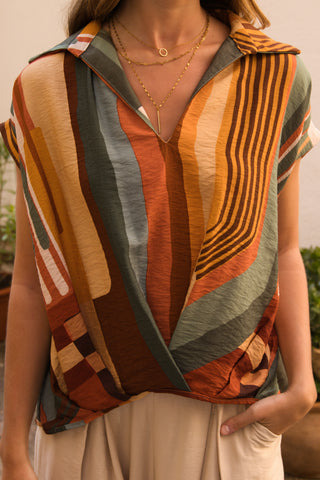 Blusa Efecto Cruzado Patchwork