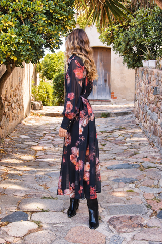 Vestido Camisero Flores Nocturne