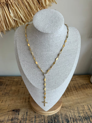 Collar Acero Cruz Dorada