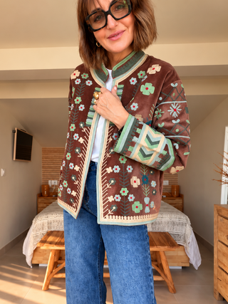 Chaqueta Bordada Boho de Algodón