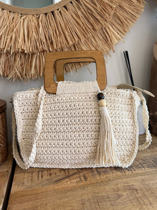 Bolso Crochet asas de madera