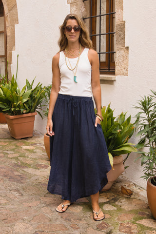 Pantalón Falda Lino Capri