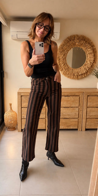 Pantalón Rayas Chocolate
