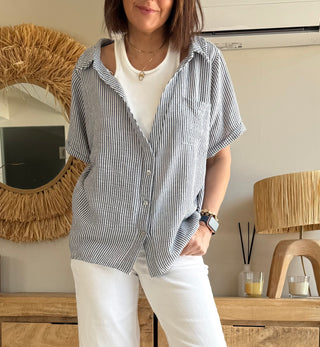 Camisa rayas con camiseta Marino