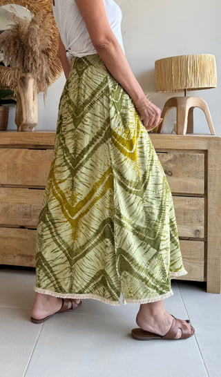 Falda pareo larga estampado Ikat – 100% viscosa