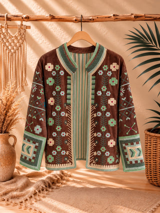 Chaqueta Bordada Boho de Algodón