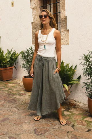 Pantalón Falda Lino Capri