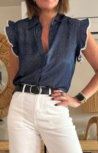 Blusa Tejana Plumeti Con Ribete
