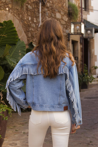 Chaqueta Denim Flecos Boho