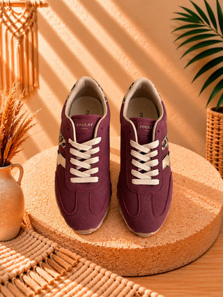 Zapatillas Burdeos con Detalles Leopardo