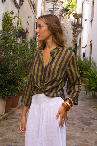 Camisa Rayas Canela