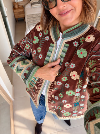 Chaqueta Bordada Boho de Algodón
