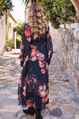 Vestido Camisero Flores Nocturne