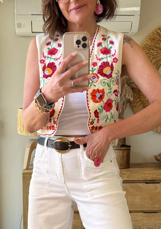 Chaleco Folk Flores