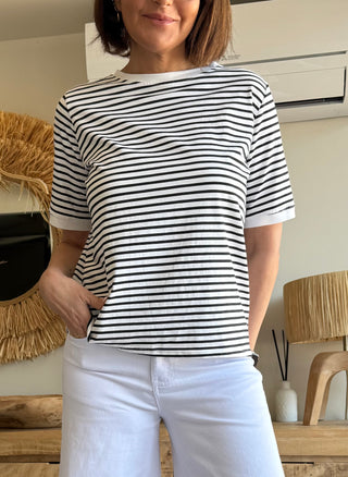 Camiseta rayas blanco/negro manga corta