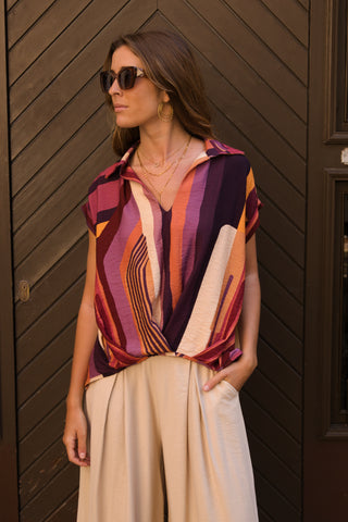 Blusa Efecto Cruzado Patchwork