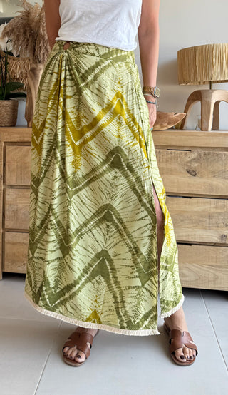 Falda pareo larga estampado Ikat – 100% viscosa