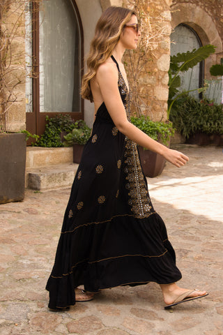 Vestido Boho Bordado Black Soul