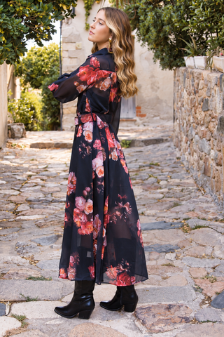 Vestido Camisero Flores Nocturne