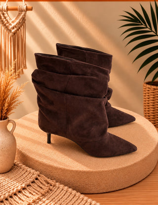 Botines arrugados chocolate vista 1
