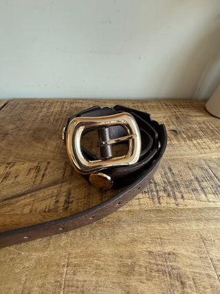 Cinturón Hebilla Dorada Soft Leather Look
