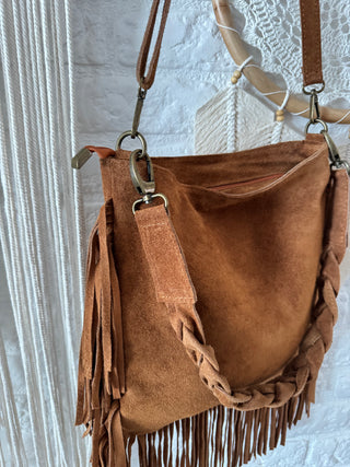 Bolso Ante Flecos Camel