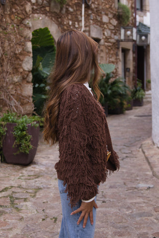 Cardigan Textura Flecos 100% Algodón