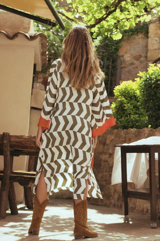 Kimono Efecto Seda Geo Green