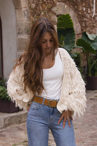 Cardigan Textura Flecos 100% Algodón