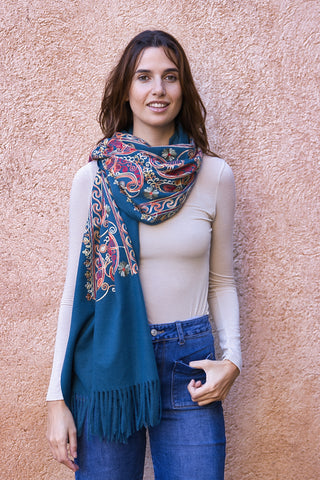 FOULARD BORDADO AZUL