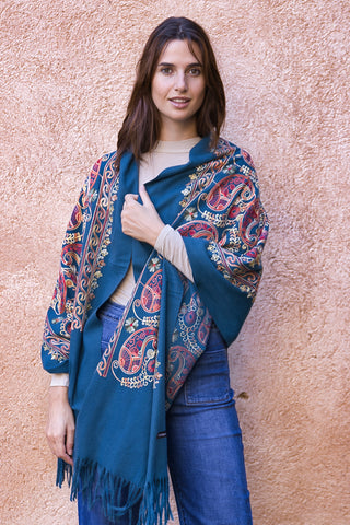 FOULARD BORDADO AZUL