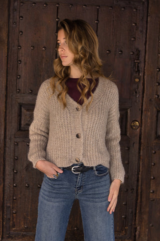 Cardigan lana taupe