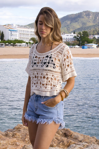Top crochet Cuello Redondo