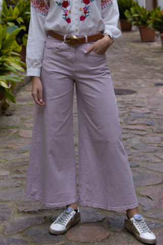 Pantalón Denim Culotte rosa