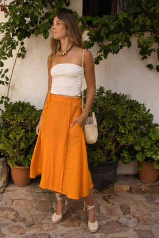 Falda Lino Creta