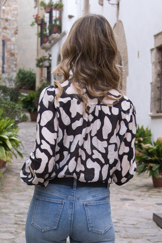 Blusa bicolor animal print