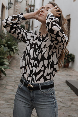 Blusa bicolor animal print