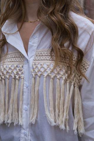 Blusa boho crochet fringes