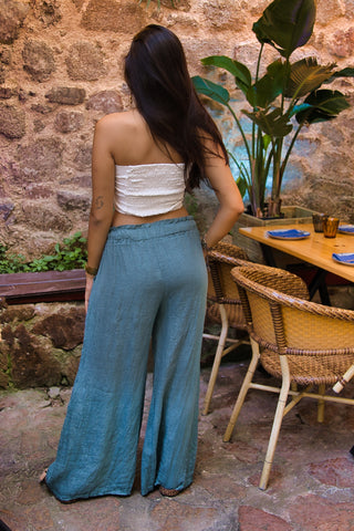 PANTALON MAXI LINO VERDE AGUA