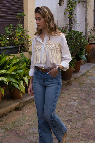 Blusa boho crochet fringes