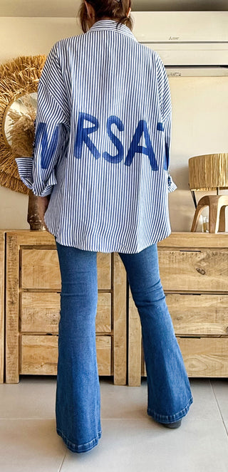 Sobrecamisa Oversize Rayas con Detalles de Lentejuelas