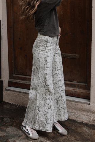 Jean Snake Print Wide Leg