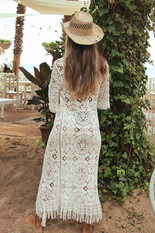 VESTIDO CROCHÉ BLANCO ESCOTE CERRADO